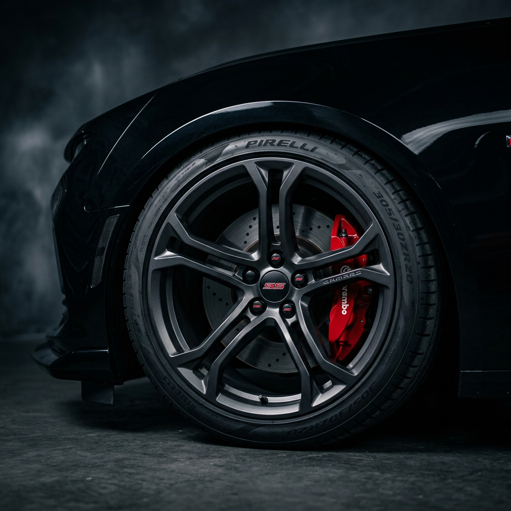 Camaro SS wheel and low stance detail
